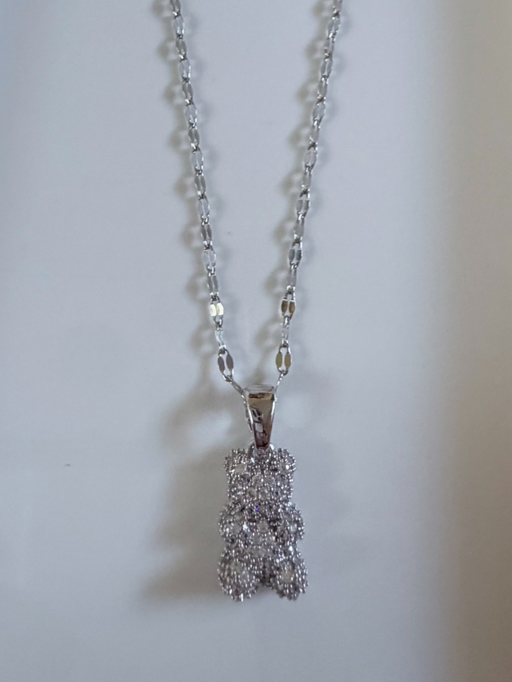 Silver Crystal Gummy Bear Pendant Necklace